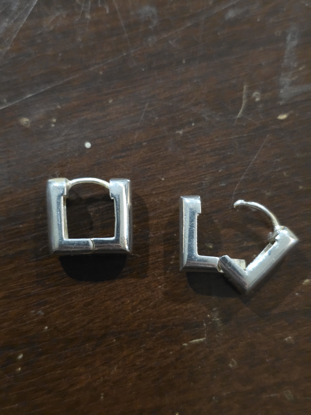 Silver Square Hoop Earrings - Women Accessories .925